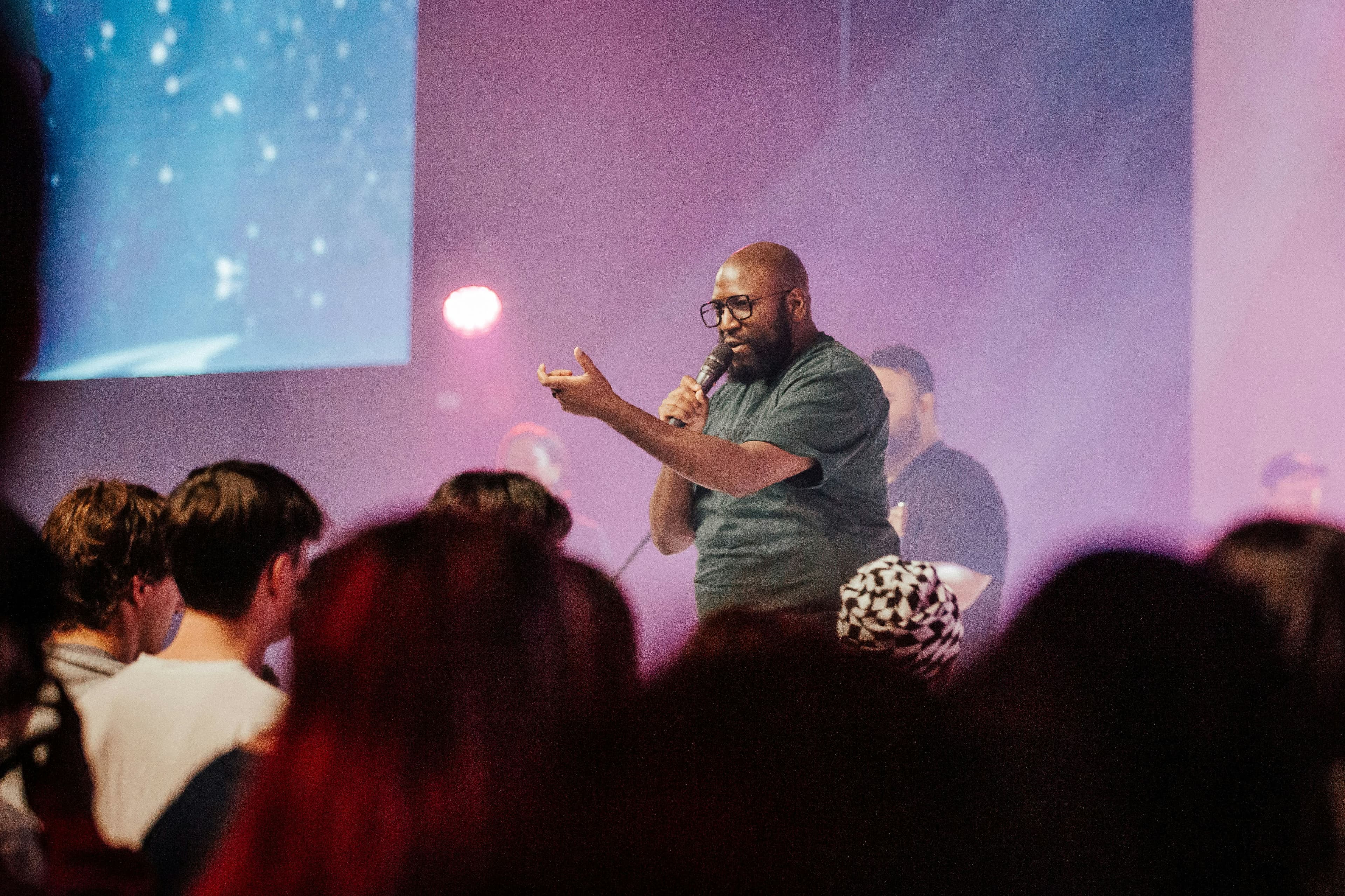Pastor preaching a Sunday message
